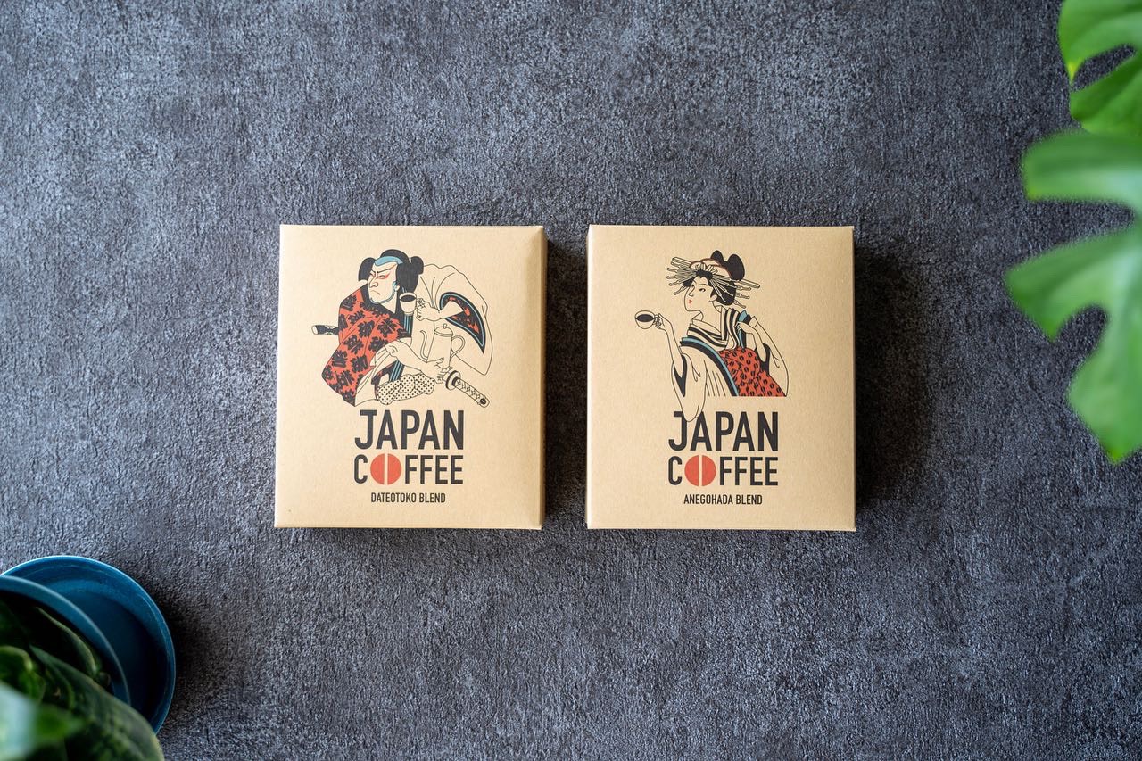 浮世絵をあしらったJAPAN COFFEEのギフトボックス